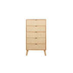 Commode 5 tiroirs en rotin naturel, simple