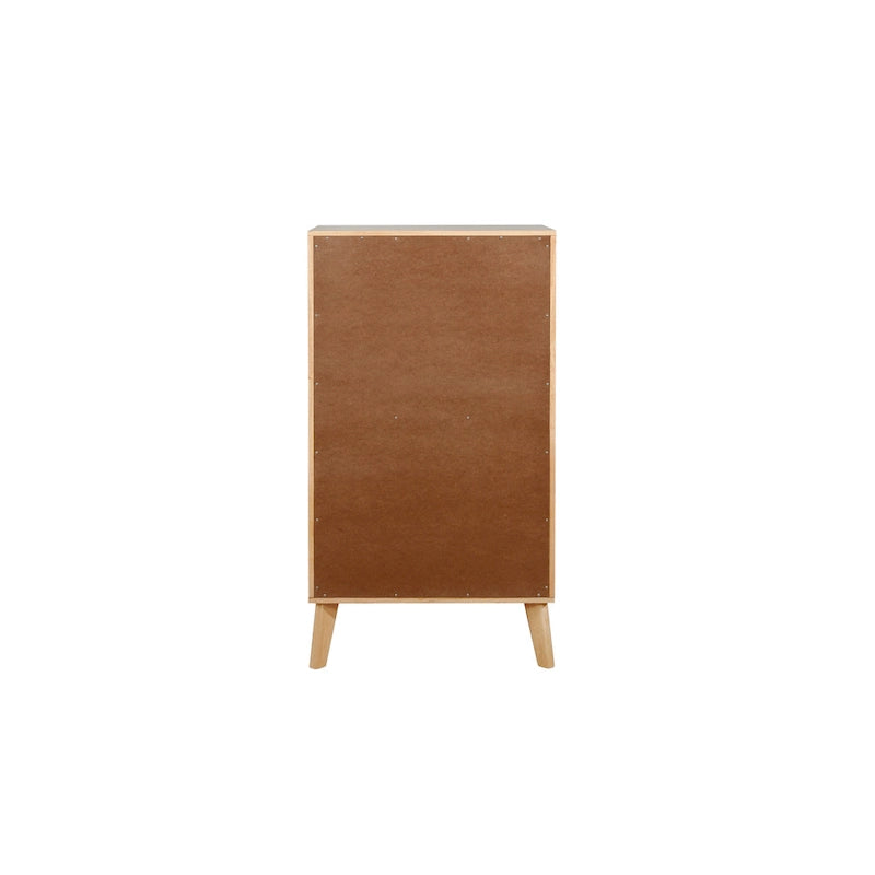 Commode 5 tiroirs en rotin naturel, simple