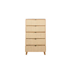Commode 5 tiroirs en rotin naturel, simple