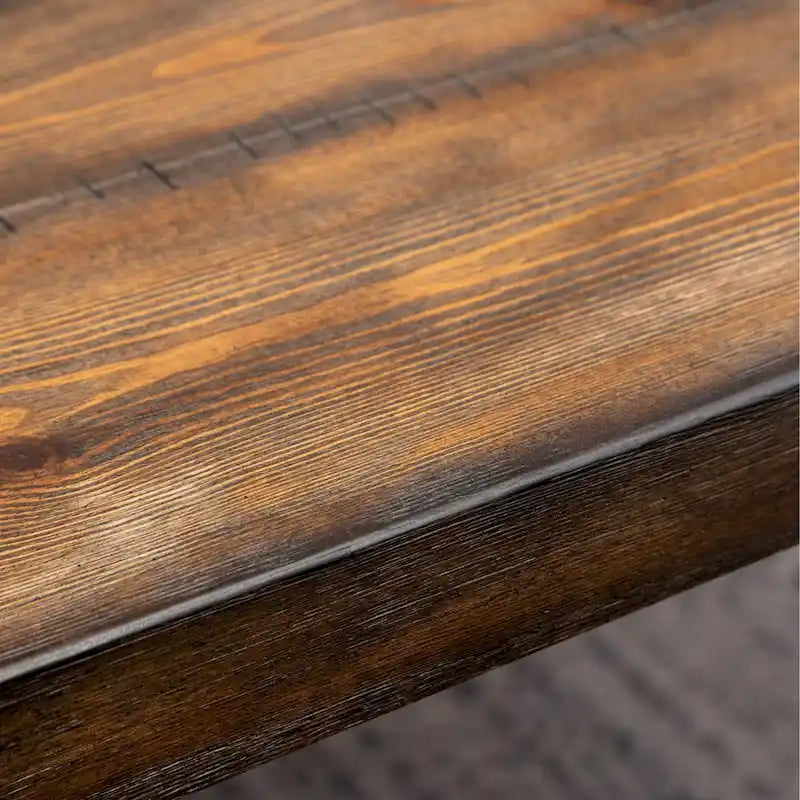 Table à manger rustique en pin foncé avec pieds épingle, 6 places