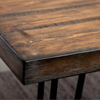 Table à manger rustique en pin foncé avec pieds épingle, 6 places