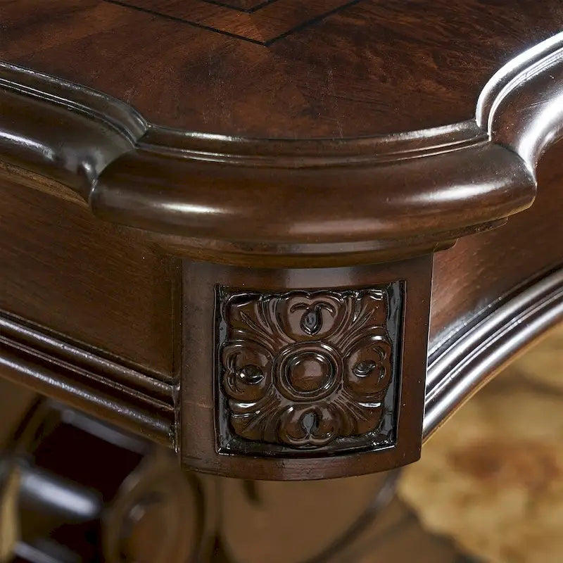 Table de salle à manger traditionnelle en pacanier chaud, pour 8 personnes, extensible
