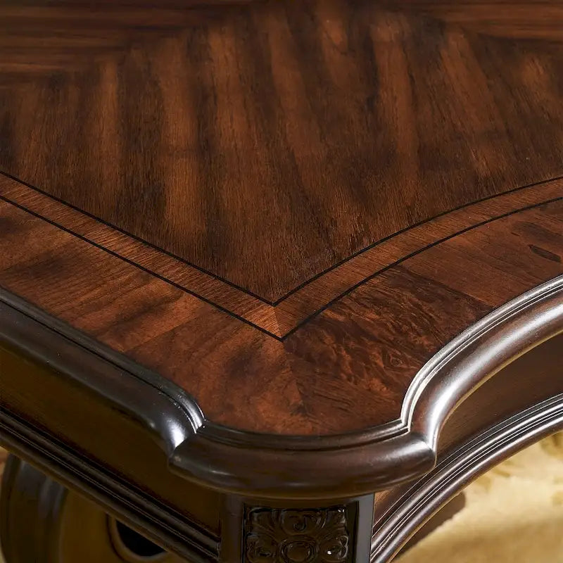 Table de salle à manger traditionnelle en pacanier chaud, pour 8 personnes, extensible