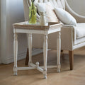 Table d'appoint carrée blanc cassé avec plateau en bois naturel, pour 1 personne