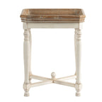 Table d'appoint carrée blanc cassé avec plateau en bois naturel, pour 1 personne