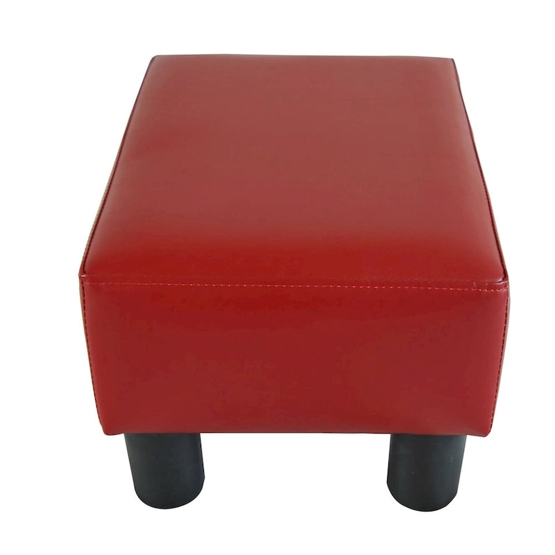 Petit Pouf/Repose-pieds 1 place en Faux Cuir Rouge