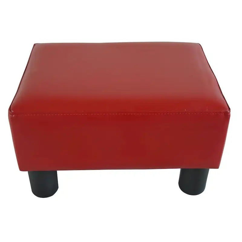 Petit Pouf/Repose-pieds 1 place en Faux Cuir Rouge