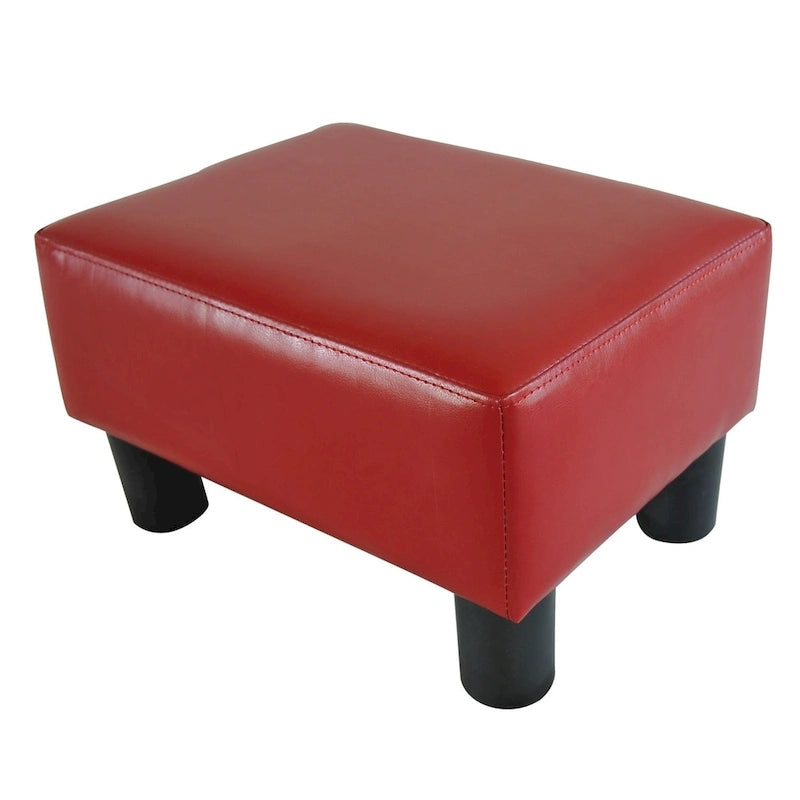 Petit Pouf/Repose-pieds 1 place en Faux Cuir Rouge