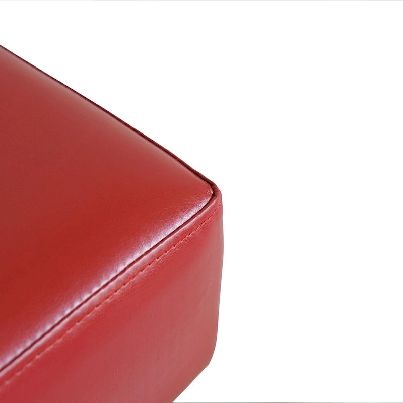 Petit Pouf/Repose-pieds 1 place en Faux Cuir Rouge