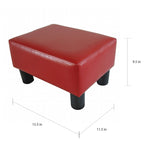 Petit Pouf/Repose-pieds 1 place en Faux Cuir Rouge