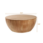 Table basse tonneau en bois naturel avec rangement, 90 cm