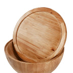 Table basse tonneau en bois naturel avec rangement, 90 cm