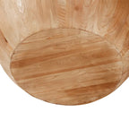 Table basse tonneau en bois naturel avec rangement, 90 cm