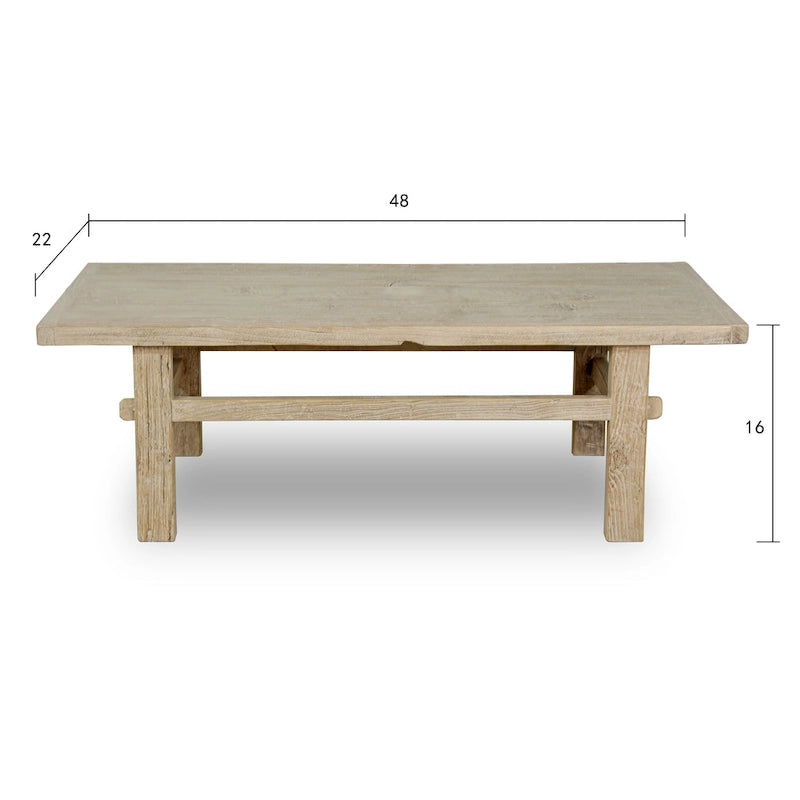Table basse rustique marron naturel, 1 à 4 places, 122 x 56 x 41 cm