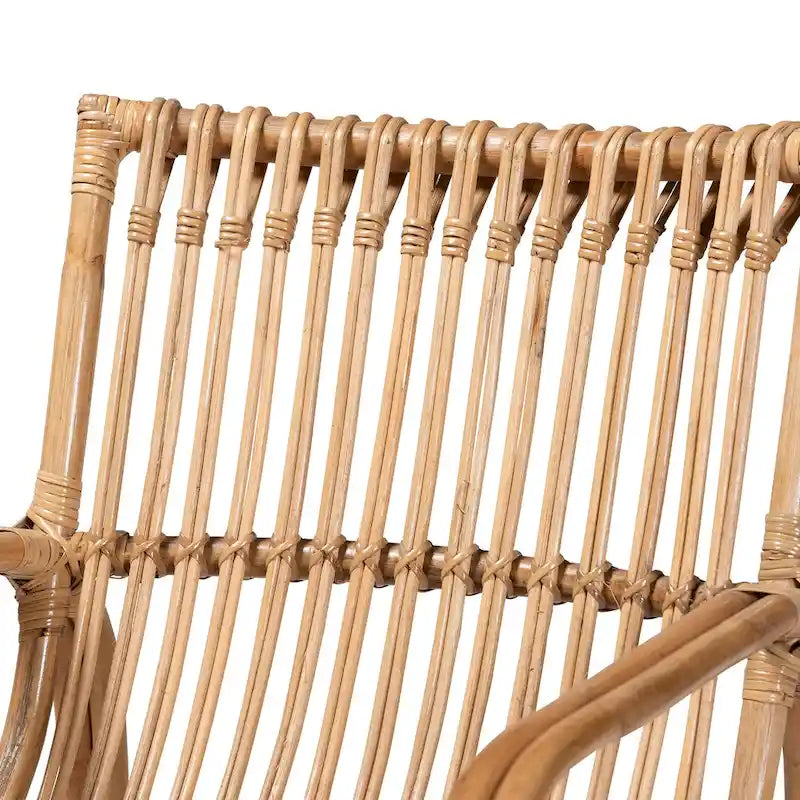 Fauteuil d'appoint en rotin brun naturel, style bohème, une place