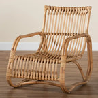 Fauteuil d'appoint en rotin brun naturel, style bohème, une place