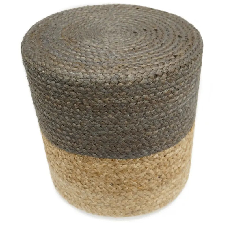 Pouf rond en jute gris – Siège individuel / Repose-pieds