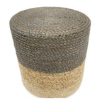 Pouf rond en jute gris – Siège individuel / Repose-pieds