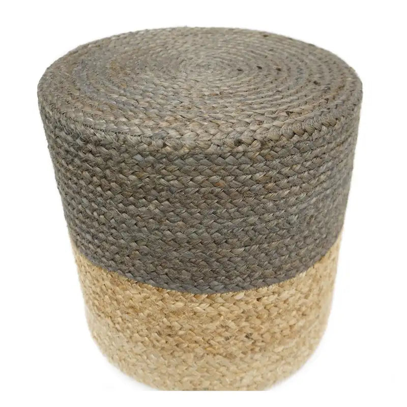 Pouf rond en jute gris – Siège individuel / Repose-pieds