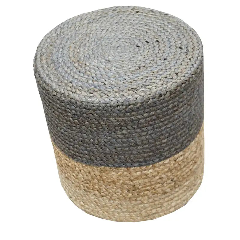Pouf rond en jute gris – Siège individuel / Repose-pieds