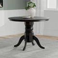 Table de salle à manger ronde à pied central en bois massif de 42 po – Noir / Blanc / Noyer foncé, 4 places