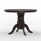 Table de salle à manger ronde à pied central en bois massif de 42 po – Noir / Blanc / Noyer foncé, 4 places