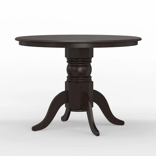Table de salle à manger ronde à pied central en bois massif de 42 po – Noir / Blanc / Noyer foncé, 4 places