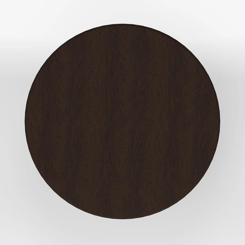 Table de salle à manger ronde à pied central en bois massif de 42 po – Noir / Blanc / Noyer foncé, 4 places