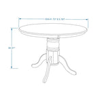 Table de salle à manger ronde à pied central en bois massif de 42 po – Noir / Blanc / Noyer foncé, 4 places
