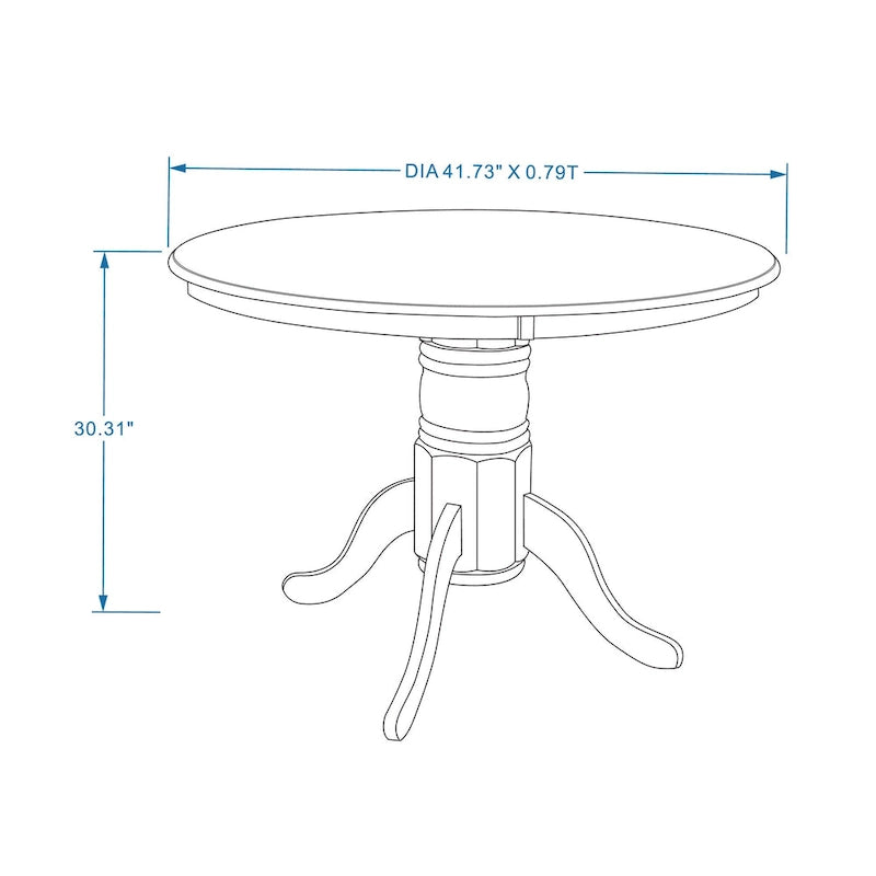 Table de salle à manger ronde à pied central en bois massif de 42 po – Noir / Blanc / Noyer foncé, 4 places