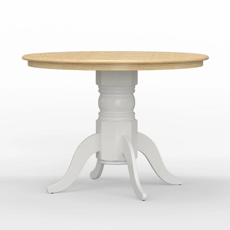 Table de salle à manger ronde à pied central en bois massif de 42 po – Noir / Blanc / Noyer foncé, 4 places