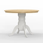 Table de salle à manger ronde à pied central en bois massif de 42 po – Noir / Blanc / Noyer foncé, 4 places