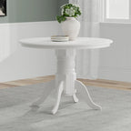 Table de salle à manger ronde à pied central en bois massif de 42 po – Noir / Blanc / Noyer foncé, 4 places