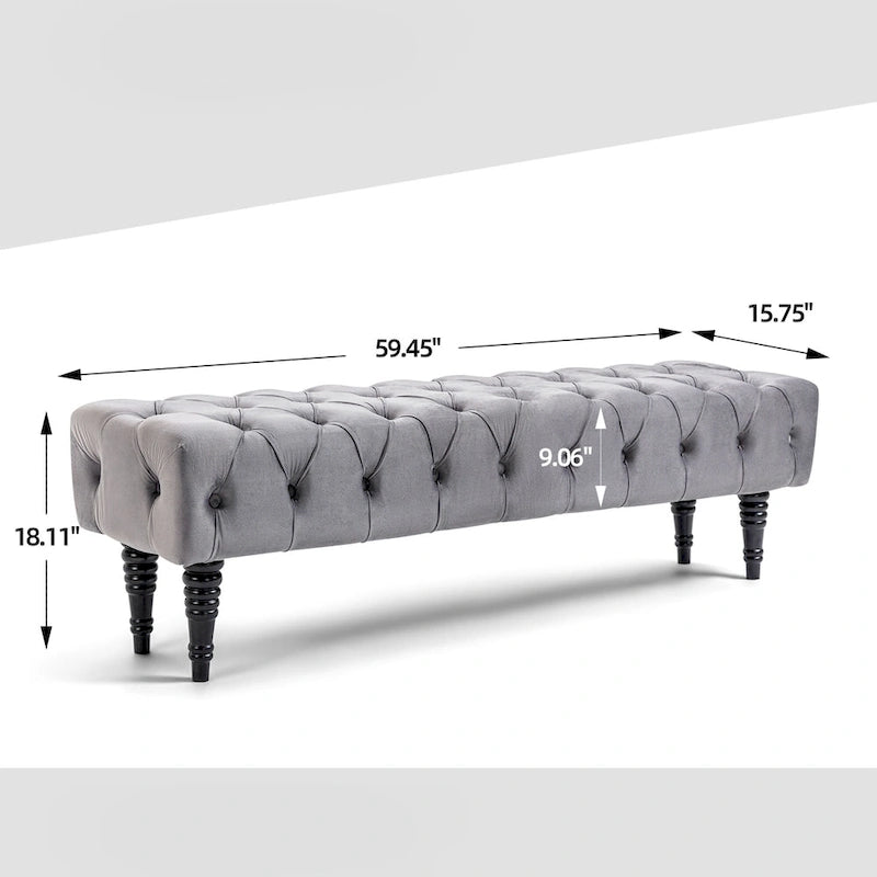 Banquette repose-pieds capitonnée beige/bleue/grise/gris clair, banc d'entrée et de chambre à une place