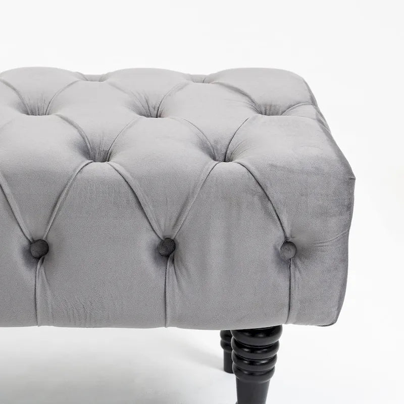 Banquette repose-pieds capitonnée beige/bleue/grise/gris clair, banc d'entrée et de chambre à une place