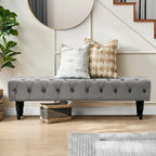 Banquette repose-pieds capitonnée beige/bleue/grise/gris clair, banc d'entrée et de chambre à une place