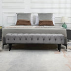 Banquette repose-pieds capitonnée beige/bleue/grise/gris clair, banc d'entrée et de chambre à une place