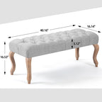 Banquette repose-pieds capitonnée beige/bleue/grise/gris clair, banc d'entrée et de chambre à une place