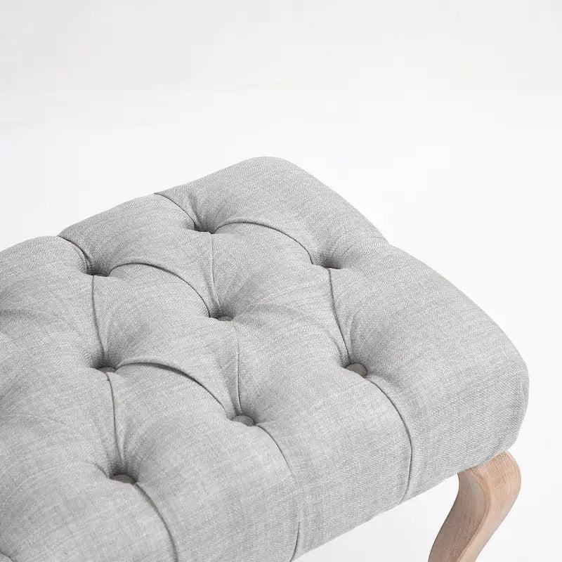Banquette repose-pieds capitonnée beige/bleue/grise/gris clair, banc d'entrée et de chambre à une place