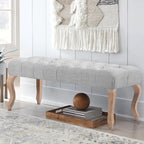 Banquette repose-pieds capitonnée beige/bleue/grise/gris clair, banc d'entrée et de chambre à une place