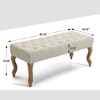 Banquette repose-pieds capitonnée beige/bleue/grise/gris clair, banc d'entrée et de chambre à une place