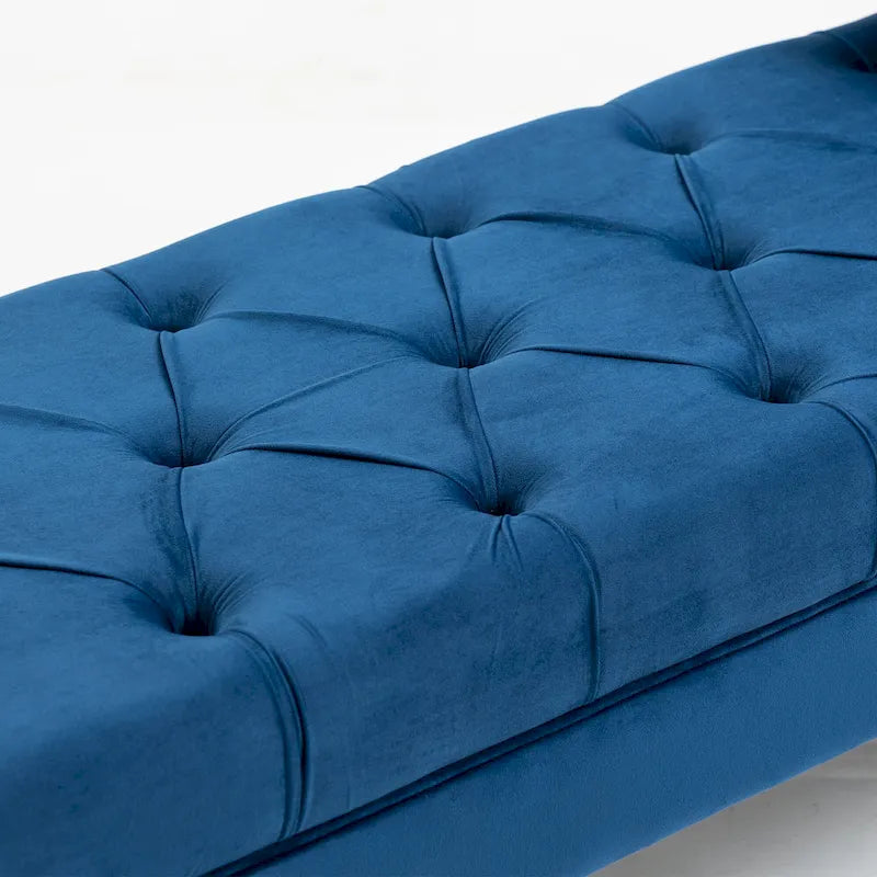 Banquette repose-pieds capitonnée beige/bleue/grise/gris clair, banc d'entrée et de chambre à une place