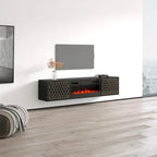 Meuble TV avec cheminée électrique moderne noir/blanc, convient aux téléviseurs jusqu'à 80 pouces