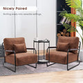 Fauteuil d'appoint en similicuir marron/gris/selle avec pieds en acier, lot de 2