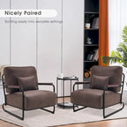 Fauteuil d'appoint en similicuir marron/gris/selle avec pieds en acier, lot de 2