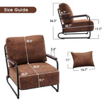 Fauteuil d'appoint en similicuir marron/gris/selle avec pieds en acier, lot de 2