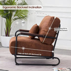 Fauteuil d'appoint en similicuir marron/gris/selle avec pieds en acier, lot de 2