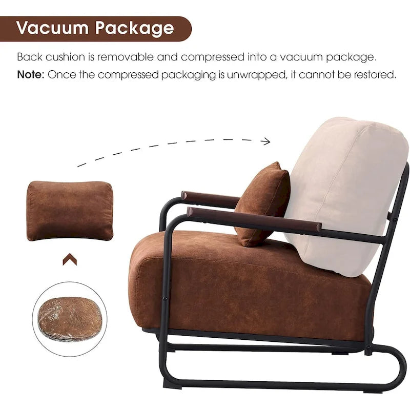 Fauteuil d'appoint en similicuir marron/gris/selle avec pieds en acier, lot de 2