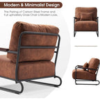 Fauteuil d'appoint en similicuir marron/gris/selle avec pieds en acier, lot de 2
