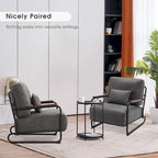 Fauteuil d'appoint en similicuir marron/gris/selle avec pieds en acier, lot de 2